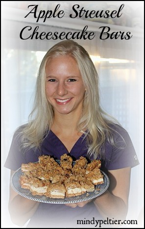 Husband-Catching Apple Streusel Cheesecake Bars @MindyJPeltier