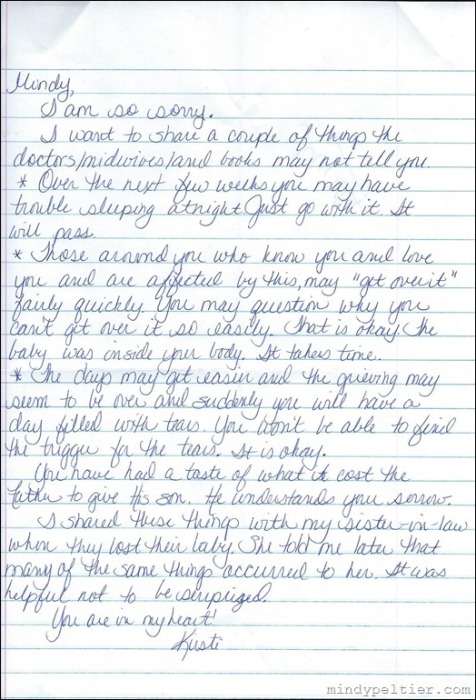 Kirsti's Letter about Miscarriage