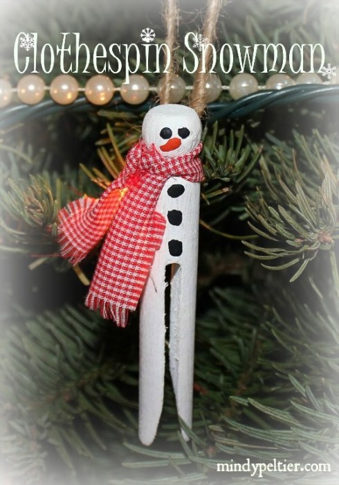 Clothespin Snowman @MindyJPeltier