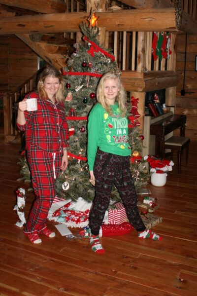 Bethany and Beka First Christmas at the Cabin 2016