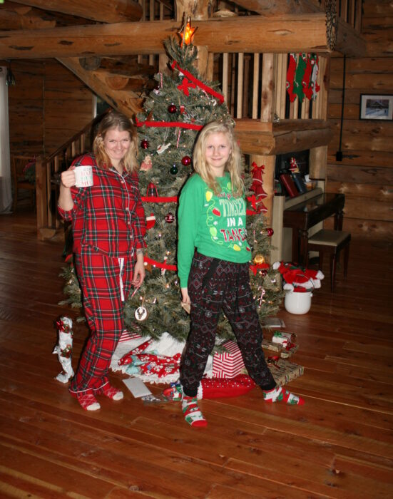 Bethany and Beka First Christmas at the Cabin 2016